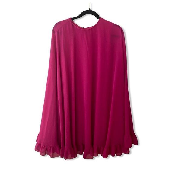 Mac Duggal High Neck Ruffle Hem Cape Mini Dress #55407 fuschia party wedding 10 - Picture 7 of 14
